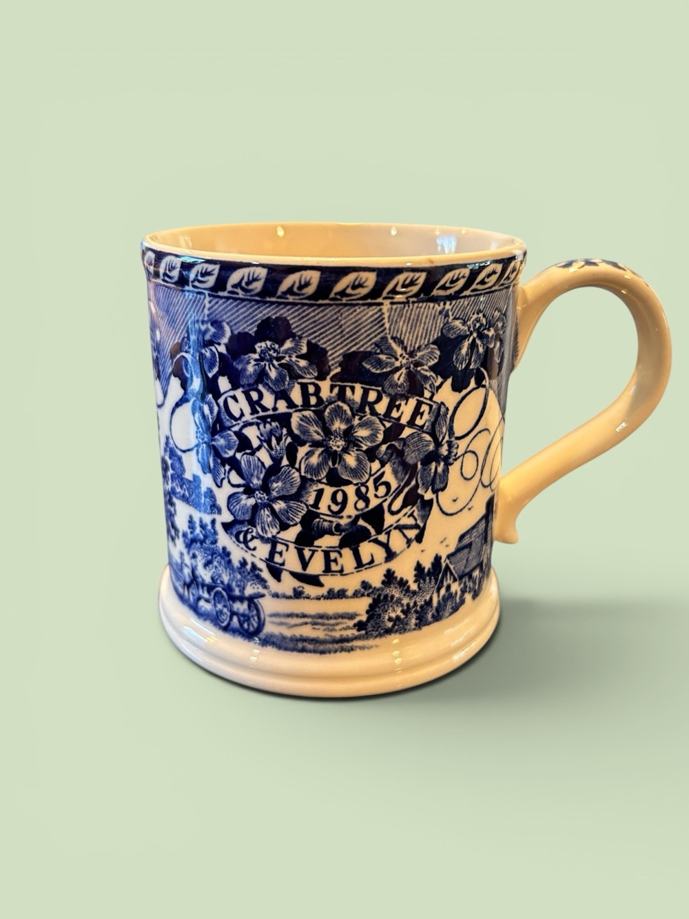 Crabtree & Evelyn 1985 Blue/White Annual Collectible Mug - Pre-Owned No Box